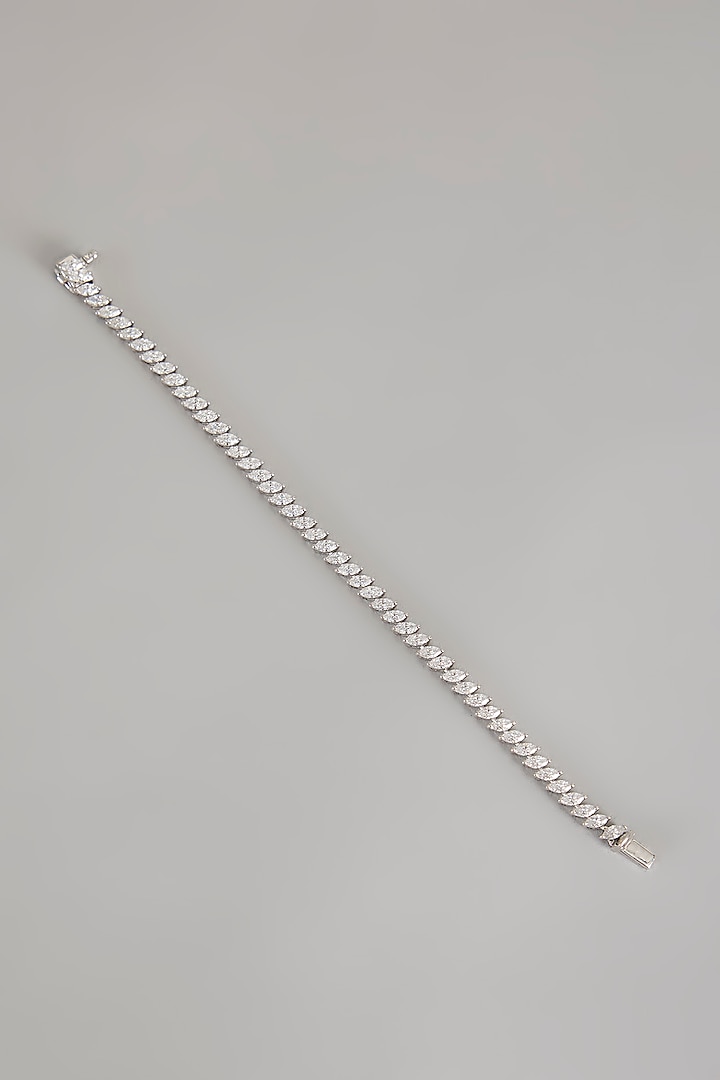 White Finish Zircon Bracelet In Sterling Silver by Diosa Paris Jewellery at Pernia's Pop Up Shop