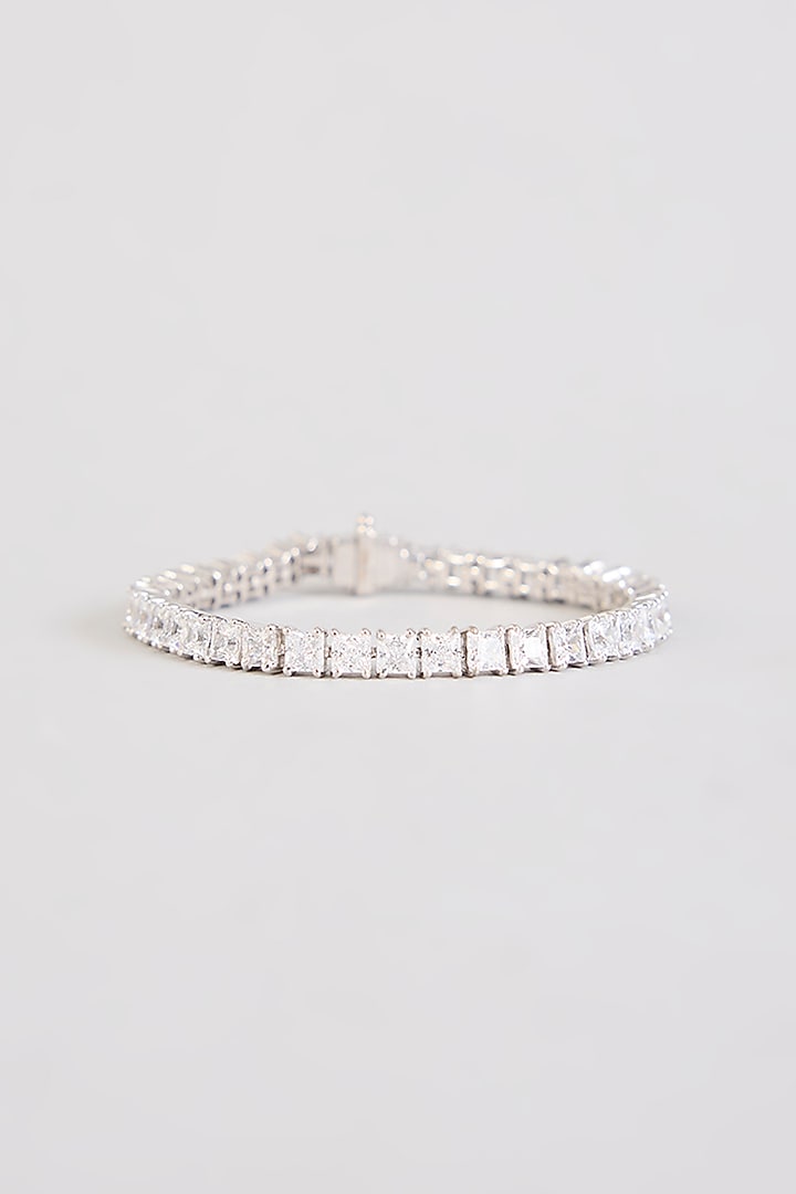 White Finish Zircon Bracelet In Sterling Silver by Diosa Paris Jewellery at Pernia's Pop Up Shop