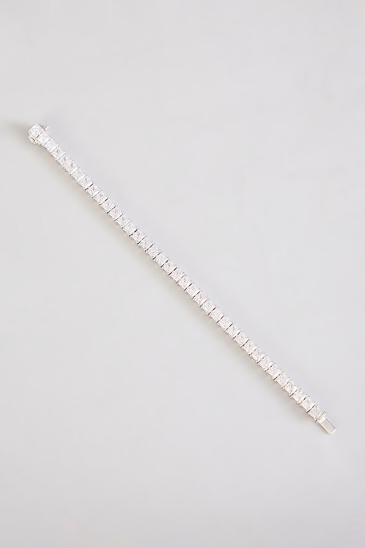 White Finish Zircon Bracelet In Sterling Silver by Diosa Paris Jewellery at Pernia's Pop Up Shop