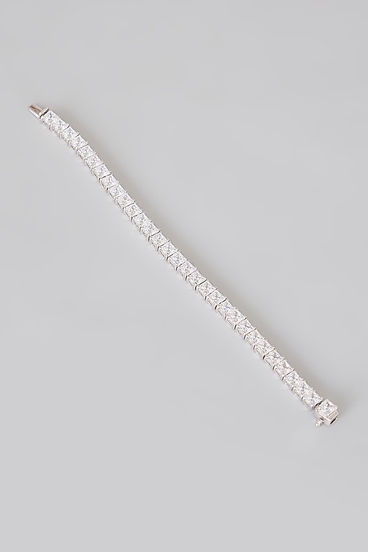 White Finish Zircon Bracelet In Sterling Silver by Diosa Paris Jewellery at Pernia's Pop Up Shop
