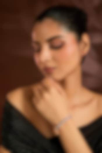 White Finish Silver Stone Bracelet In Sterling Silver by Diosa Paris Jewellery at Pernia's Pop Up Shop