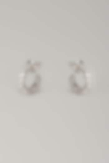 White Finish Silver Stone Stud Earrings In Sterling Silver by Diosa Paris Jewellery at Pernia's Pop Up Shop