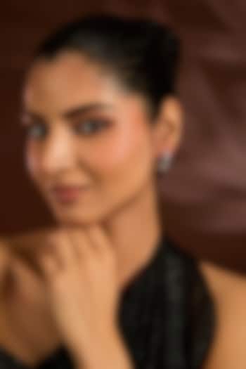 White Finish Silver Stone Dangler Earrings In Sterling Silver by Diosa Paris Jewellery at Pernia's Pop Up Shop