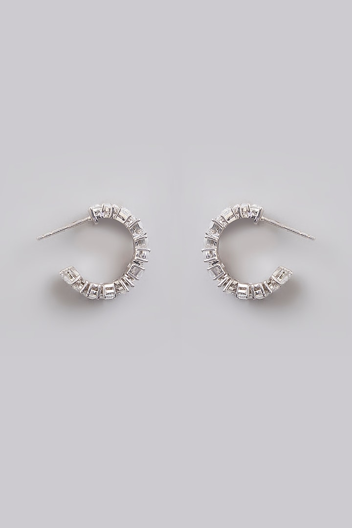 White Finish Silver Stone Dangler Earrings In Sterling Silver by Diosa Paris Jewellery at Pernia's Pop Up Shop
