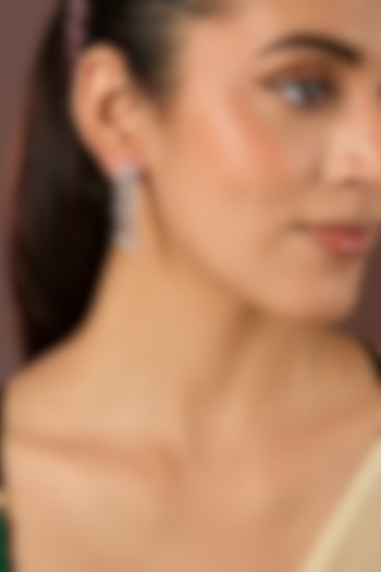 White Finish Zircon Dangler Earrings In Sterling Silver by Diosa Paris Jewellery at Pernia's Pop Up Shop