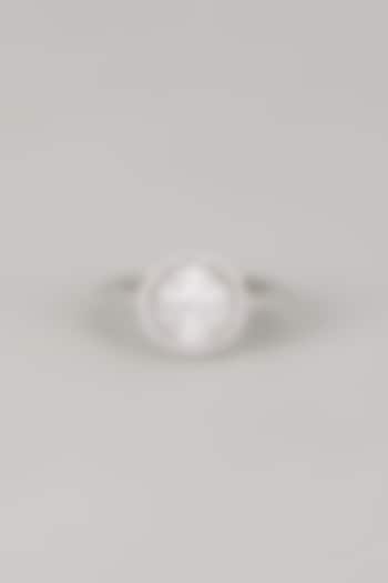 White Finish White Stone Ring In Sterling Silver by Diosa Paris Jewellery at Pernia's Pop Up Shop