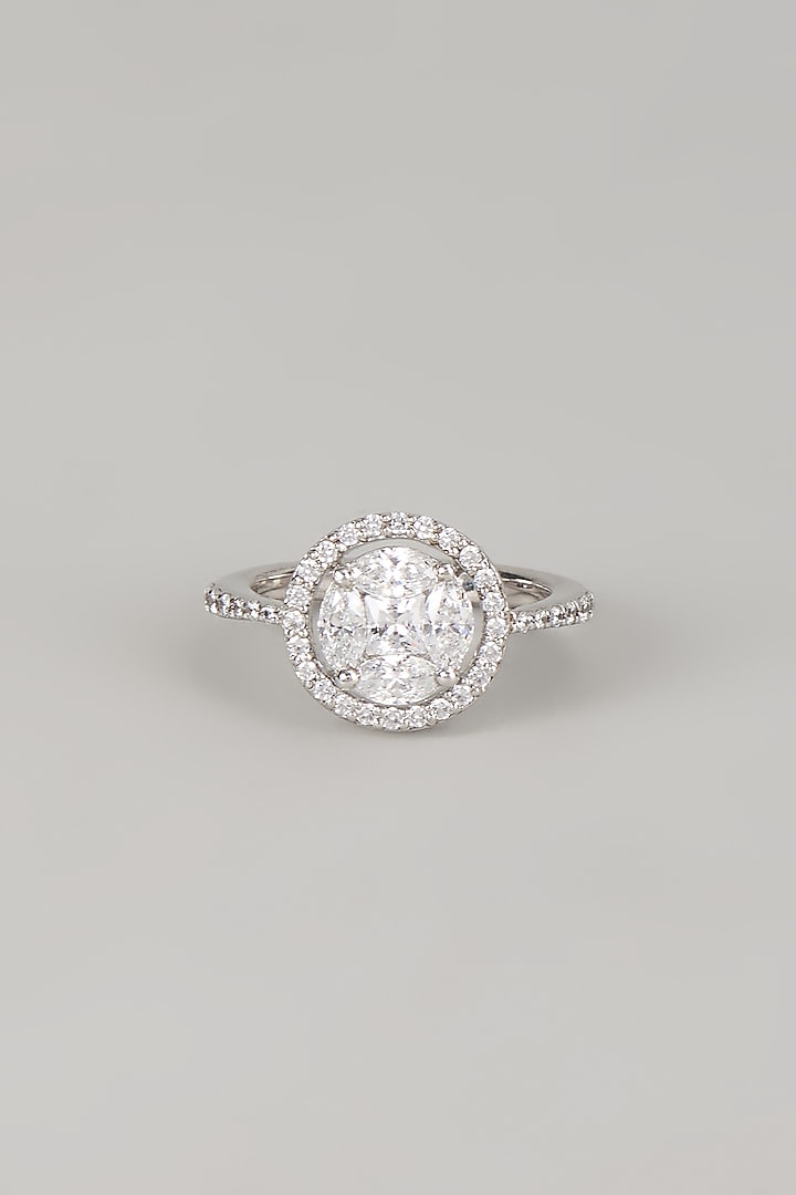 White Finish White Stone Ring In Sterling Silver by Diosa Paris Jewellery at Pernia's Pop Up Shop