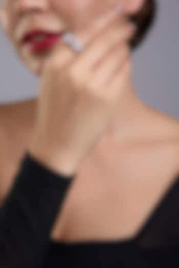 White Finish White Stone Ring In Sterling Silver by Diosa Paris Jewellery at Pernia's Pop Up Shop