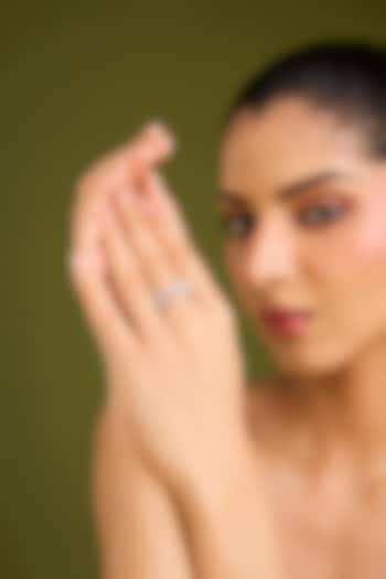 White Finish White Stone Ring In Sterling Silver by Diosa Paris Jewellery at Pernia's Pop Up Shop