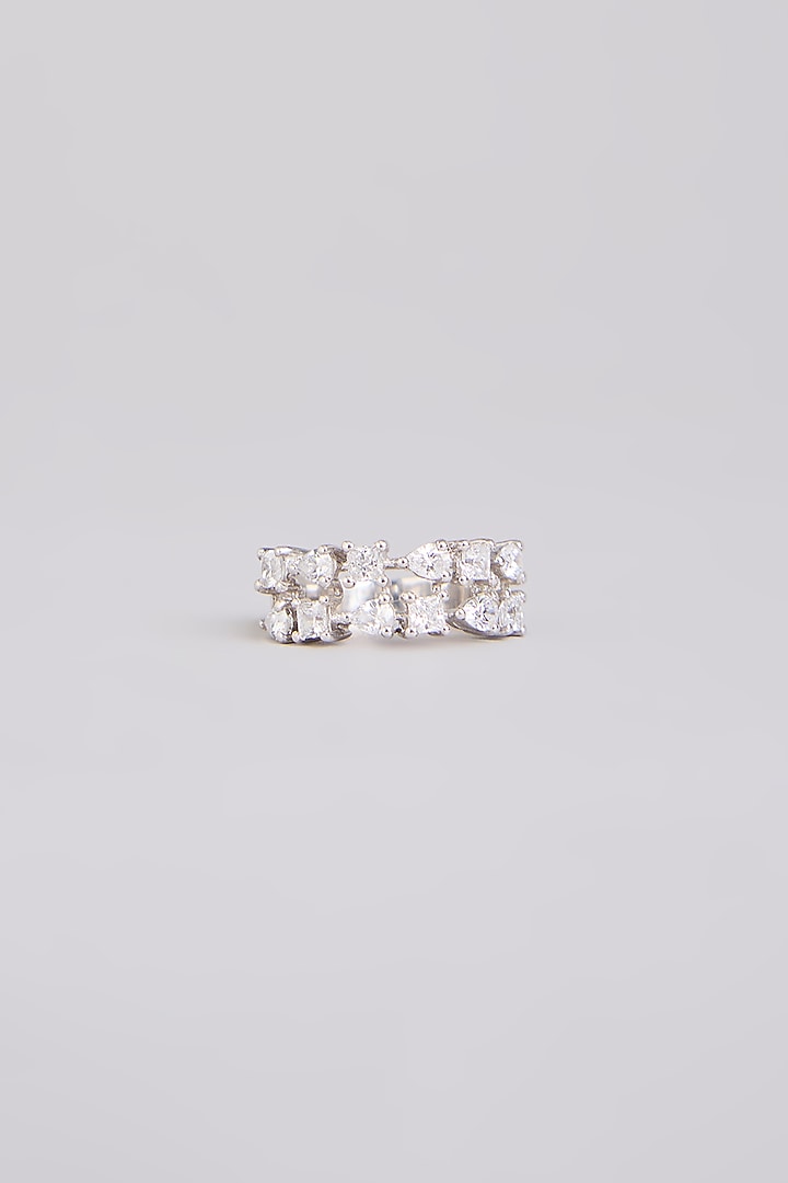 White Finish White Stone Ring In Sterling Silver by Diosa Paris Jewellery at Pernia's Pop Up Shop