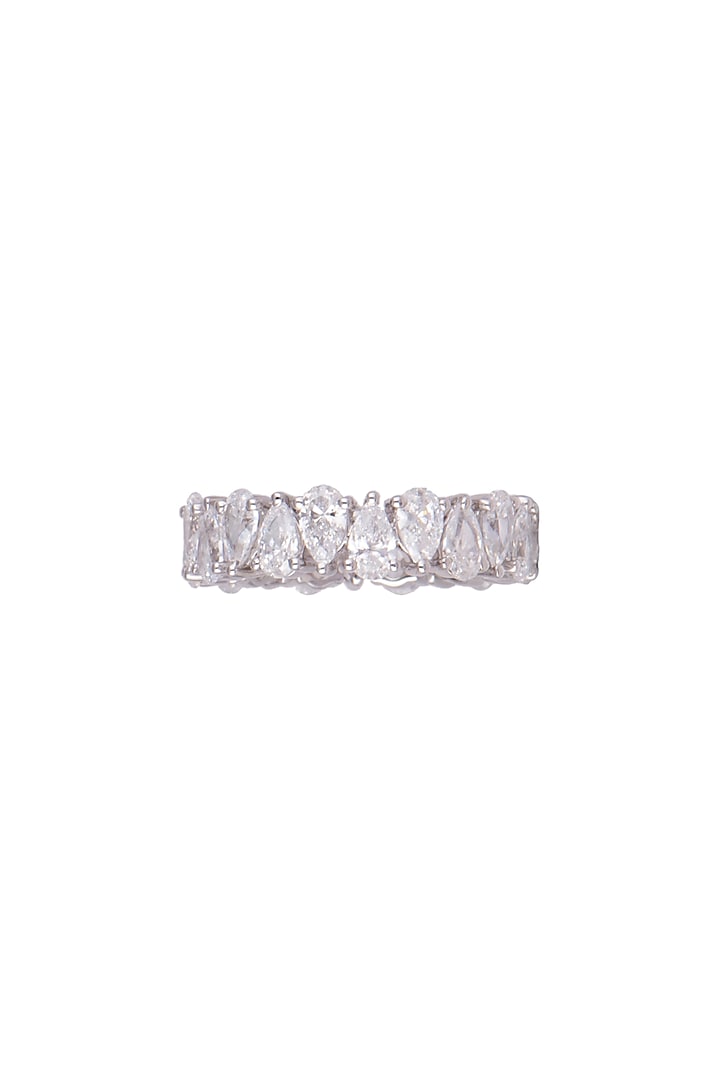 White Finish Swarovski Zirconia Ring by Diosa Paris Jewellery at Pernia's Pop Up Shop