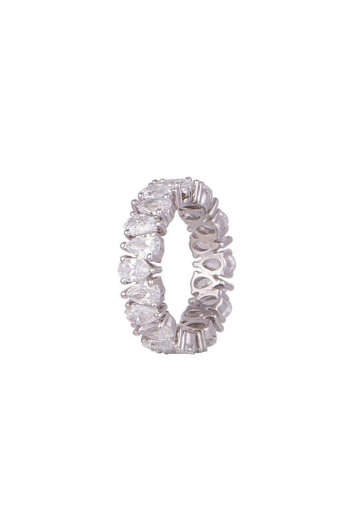 White Finish Swarovski Zirconia Ring by Diosa Paris Jewellery at Pernia's Pop Up Shop