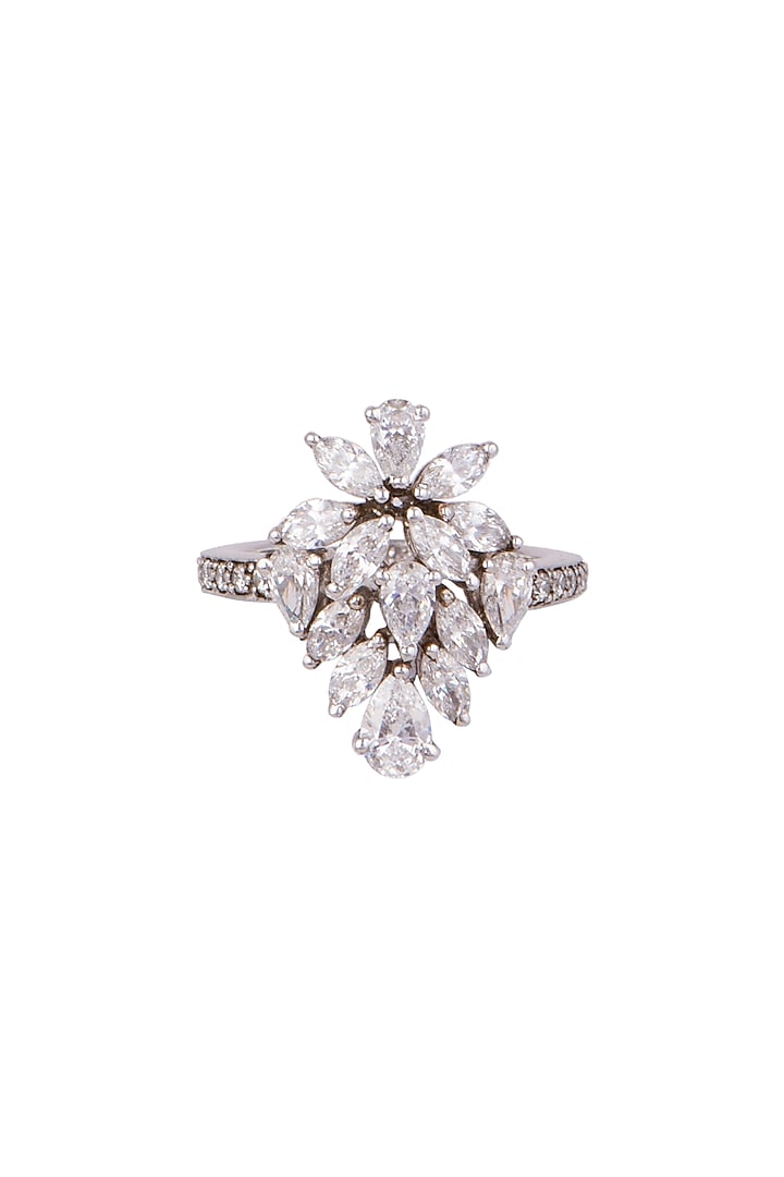 White Finish Swarovski Cocktail Ring by Diosa Paris Jewellery at Pernia's Pop Up Shop