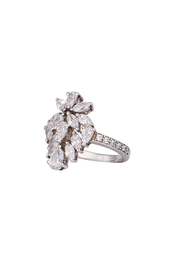 White Finish Swarovski Cocktail Ring by Diosa Paris Jewellery at Pernia's Pop Up Shop
