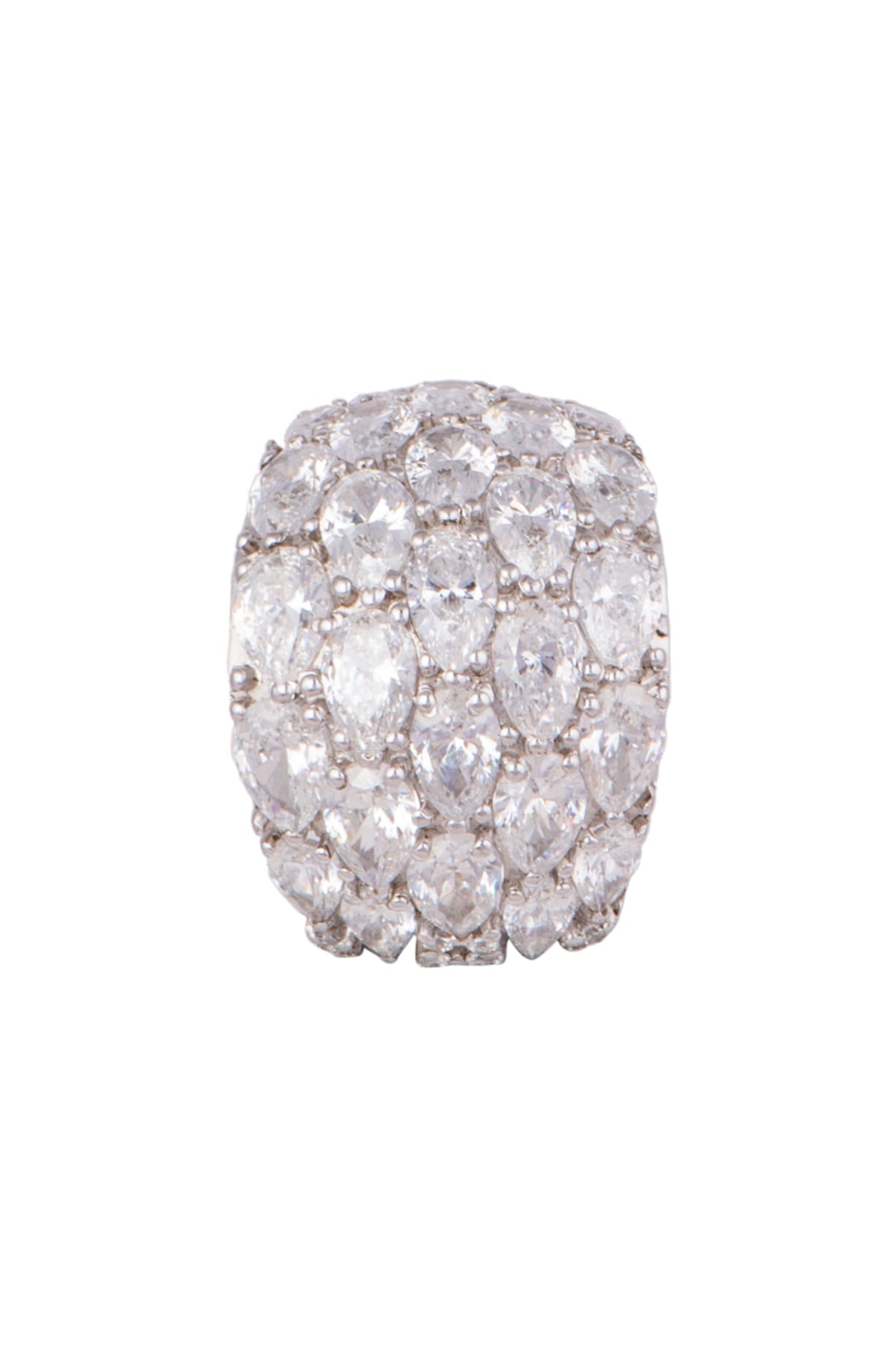 White Finish Swarovski Statement Ring Design by Diosa Paris Jewellery ...