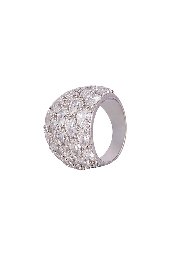 White Finish Swarovski Statement Ring by Diosa Paris Jewellery at Pernia's Pop Up Shop