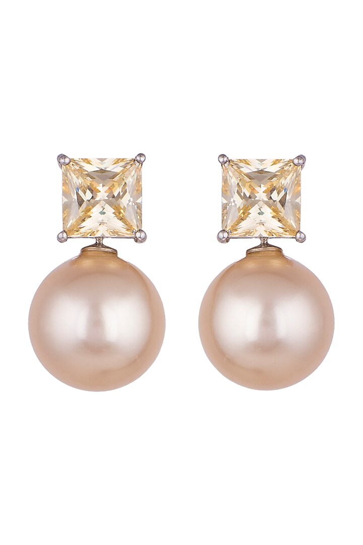 White Finish Swarovski Zirconia Earrings by Diosa Paris Jewellery at Pernia's Pop Up Shop