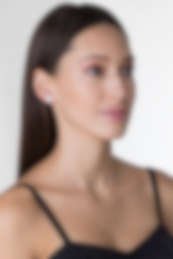 White Finish Oval Swarovski Earrings by Diosa Paris Jewellery at Pernia's Pop Up Shop