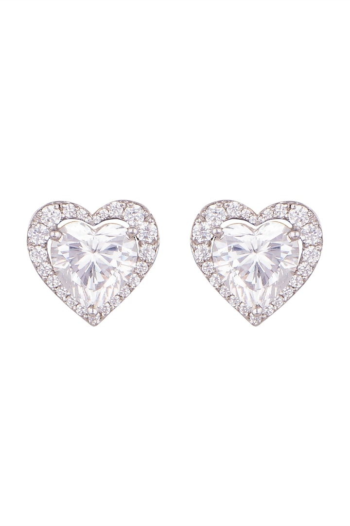White Finish Swarovski Stud Earrings by Diosa Paris Jewellery at Pernia's Pop Up Shop