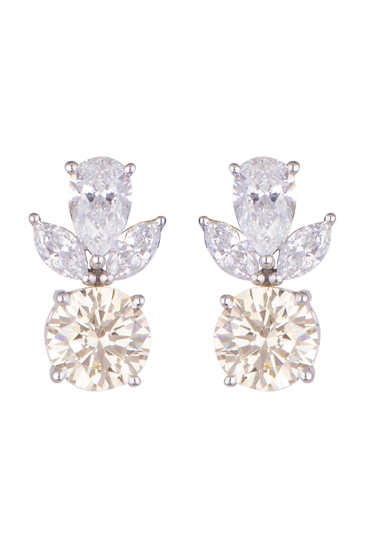 White Finish Yellow Swarovski Earrings by Diosa Paris Jewellery at Pernia's Pop Up Shop