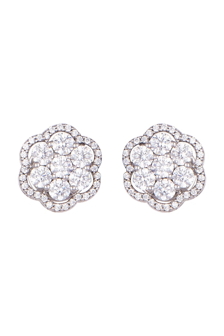 White Finish Stud Earrings by Diosa Paris Jewellery at Pernia's Pop Up Shop