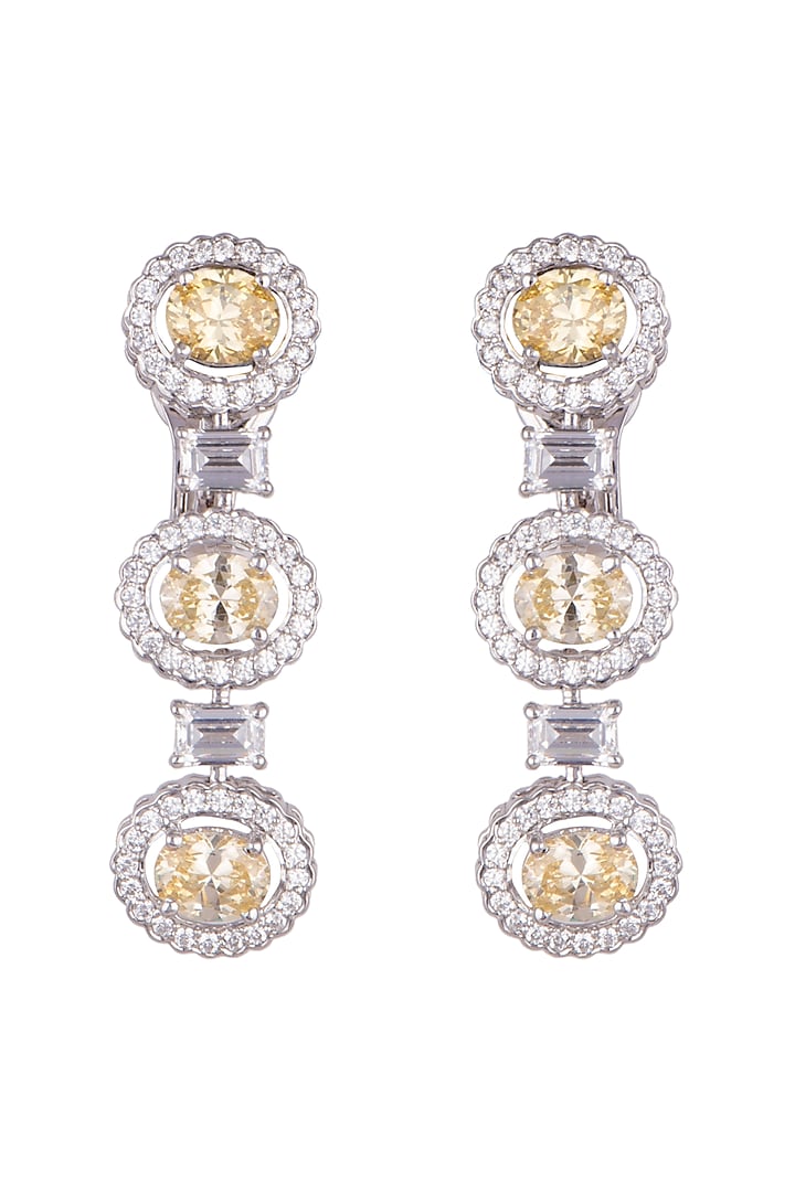 White Finish White & Yellow Swarovski Earrings by Diosa Paris Jewellery at Pernia's Pop Up Shop