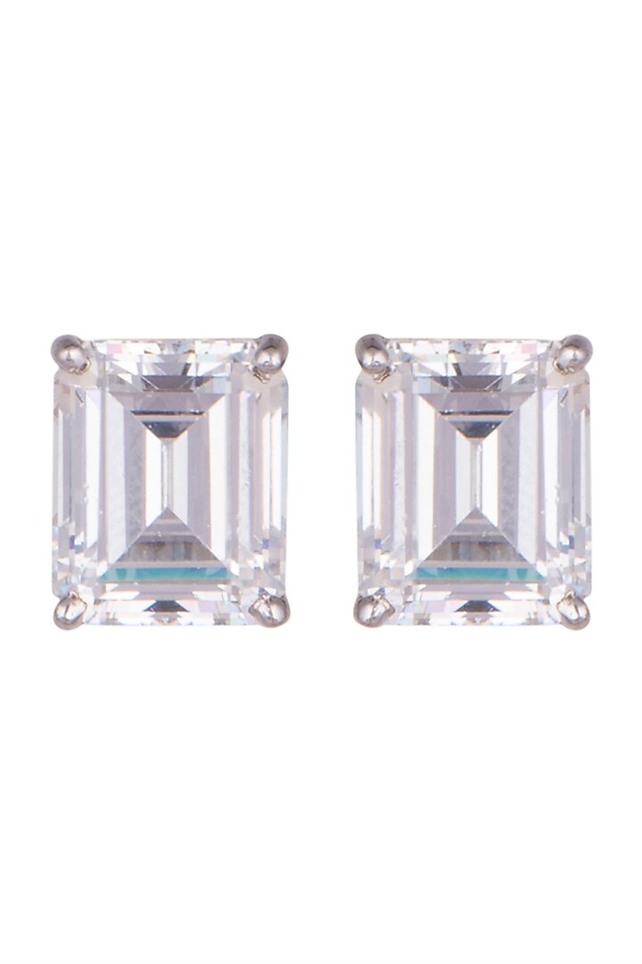 White Finish Swarovski Zirconia Earrings In Sterling Silver by Diosa Paris Jewellery at Pernia's Pop Up Shop