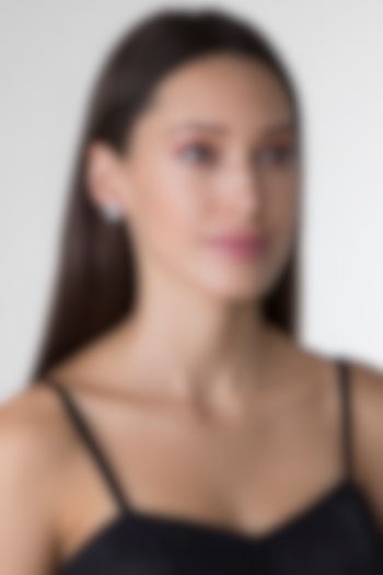 White Finish Swarovski Zirconia Earrings In Sterling Silver by Diosa Paris Jewellery at Pernia's Pop Up Shop