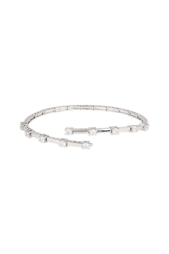 White Finish Swarovski Zirconia Bangle by Diosa Paris Jewellery at Pernia's Pop Up Shop