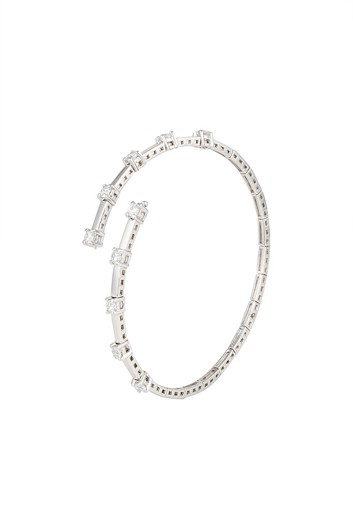 White Finish Swarovski Zirconia Bangle by Diosa Paris Jewellery at Pernia's Pop Up Shop