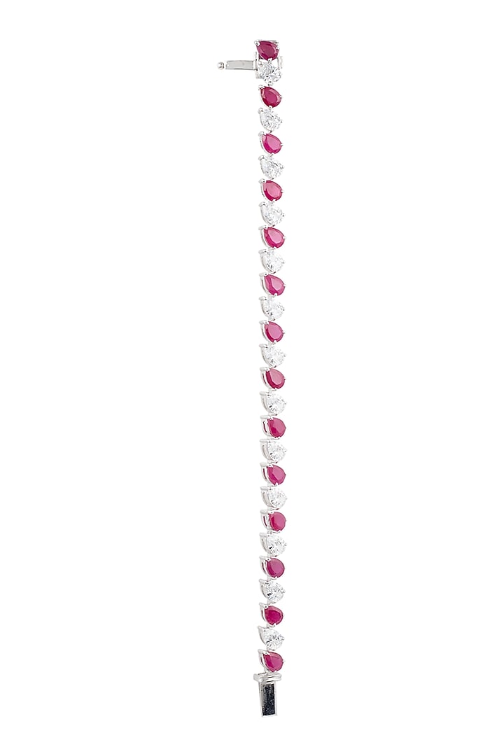 White Finish Red Synthetic Bracelet by Diosa Paris Jewellery at Pernia's Pop Up Shop
