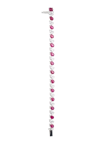 White Finish Red Synthetic Bracelet by Diosa Paris Jewellery