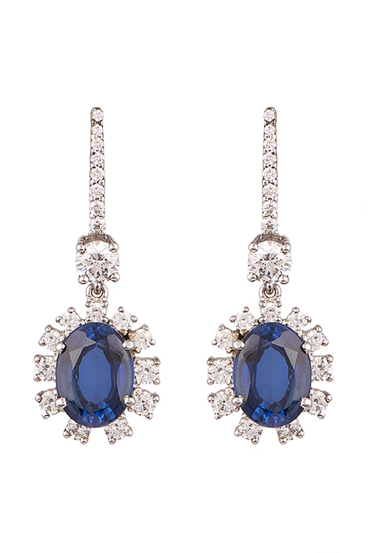 White Finish Swarovski Earrings by Diosa Paris Jewellery at Pernia's Pop Up Shop