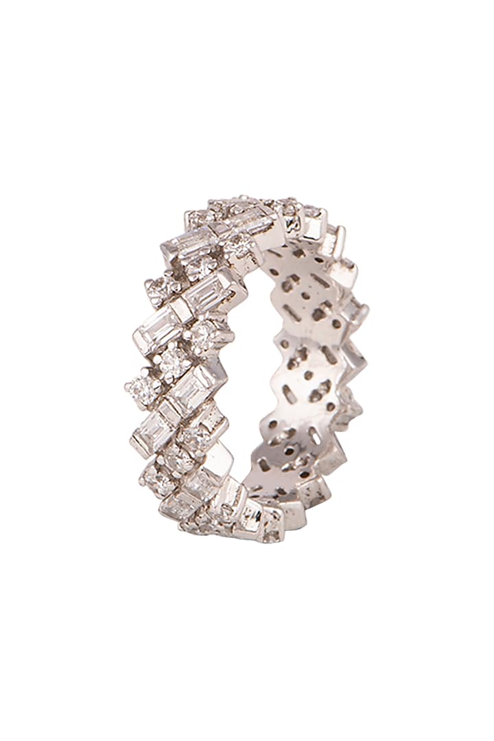 White Finish Swarovski Zirconia Ring by Diosa Paris Jewellery at Pernia's Pop Up Shop