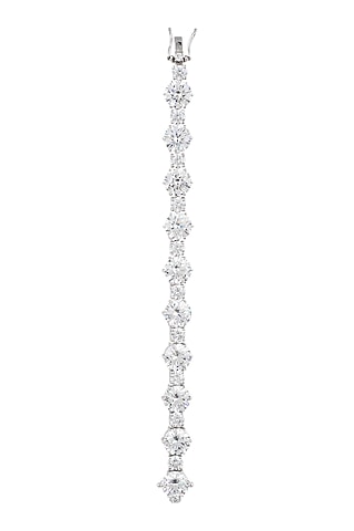 White Finish Round Cut Swarovski Bracelet by Diosa Paris Jewellery