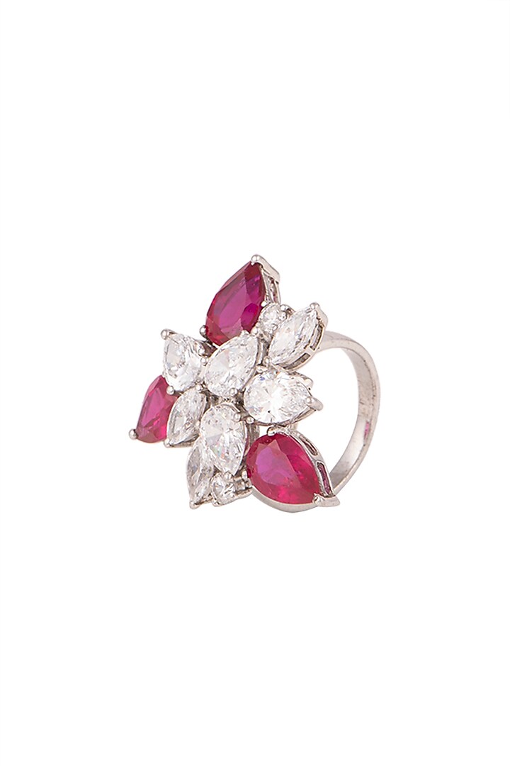 White Finish Swarovski Ring by Diosa Paris Jewellery at Pernia's Pop Up Shop