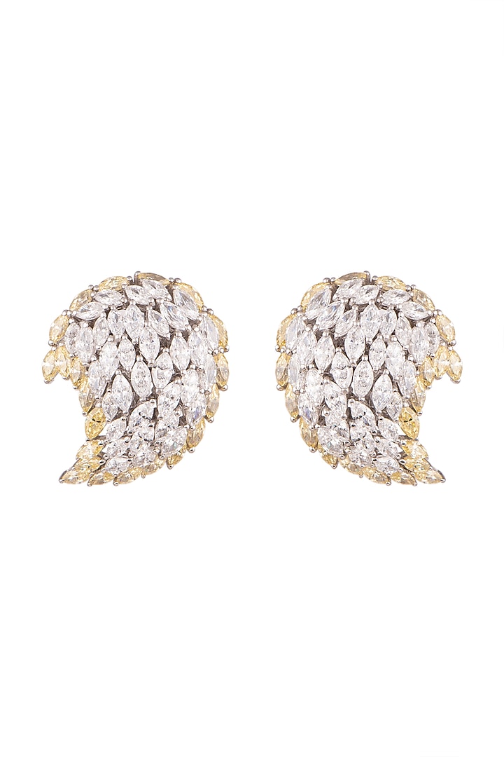 White Finish Swarovski Zirconia Earrings by Diosa Paris Jewellery at Pernia's Pop Up Shop