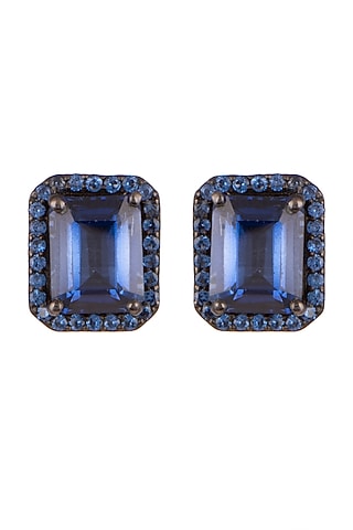 Black Rhodium Finish Swarovski Earrings by Diosa Paris Jewellery