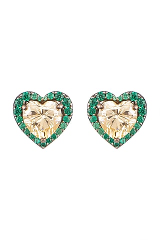 White Finish Heart Stud Earrings by Diosa Paris Jewellery