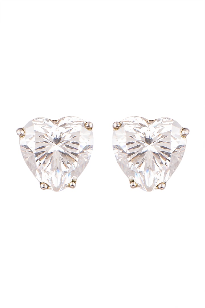 White Finish Swarovski Stud Earrings by Diosa Paris Jewellery at Pernia's Pop Up Shop