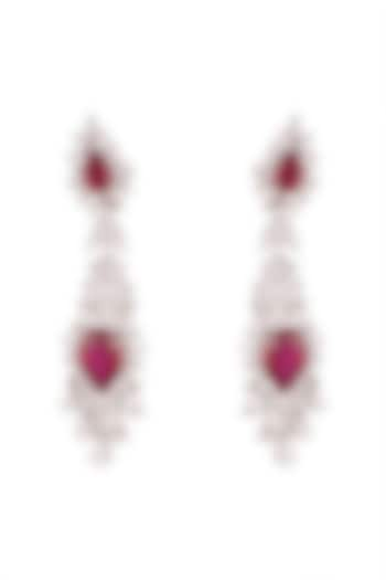 White Finish Swarovski Long Earrings by Diosa Paris Jewellery at Pernia's Pop Up Shop