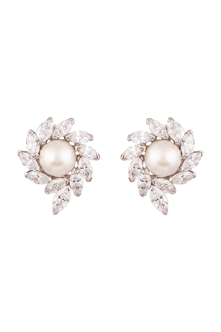 White Finish Pearl Earclip Earrings by Diosa Paris Jewellery at Pernia's Pop Up Shop
