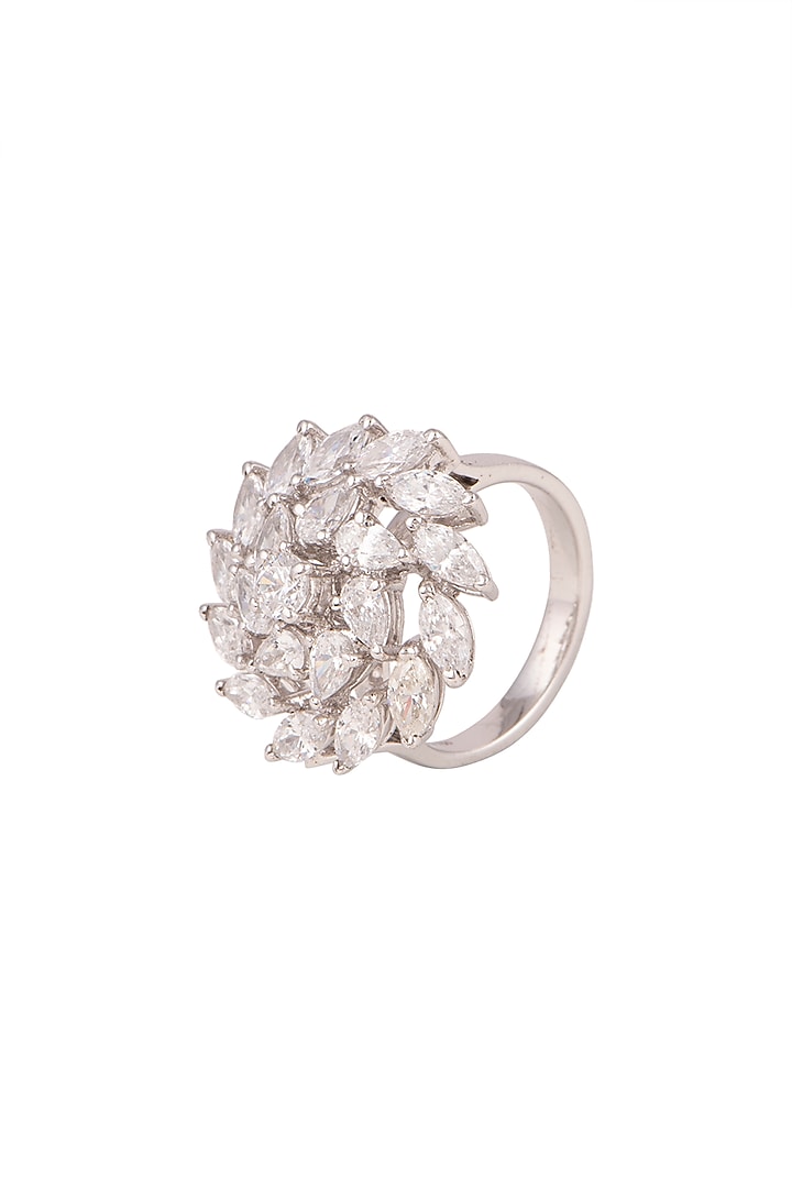White Finish Swarovski Zirconia Ring by Diosa Paris Jewellery at Pernia's Pop Up Shop