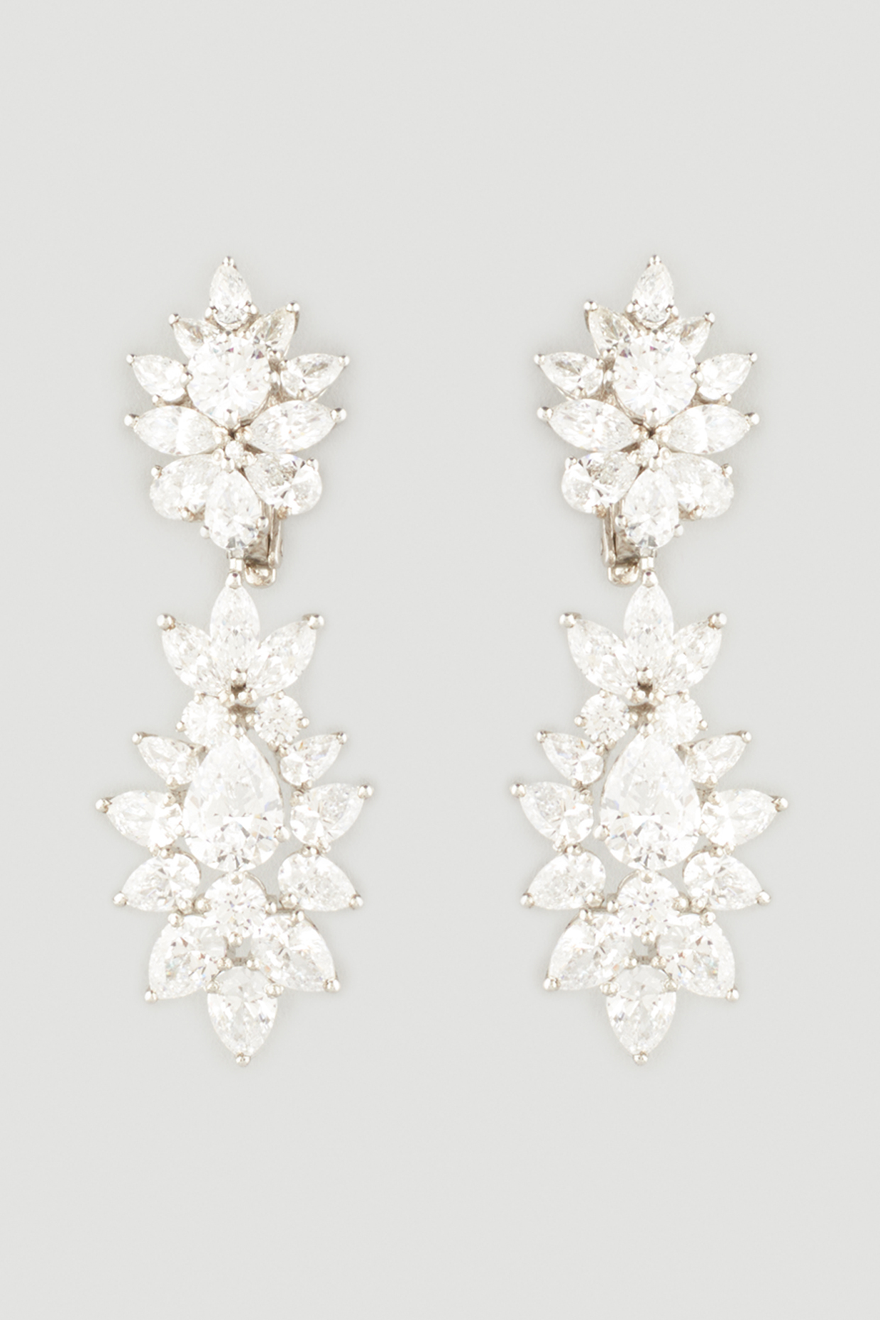 White Finish Zirconia Earrings In Sterling Silver by Diosa Paris Jewellery
