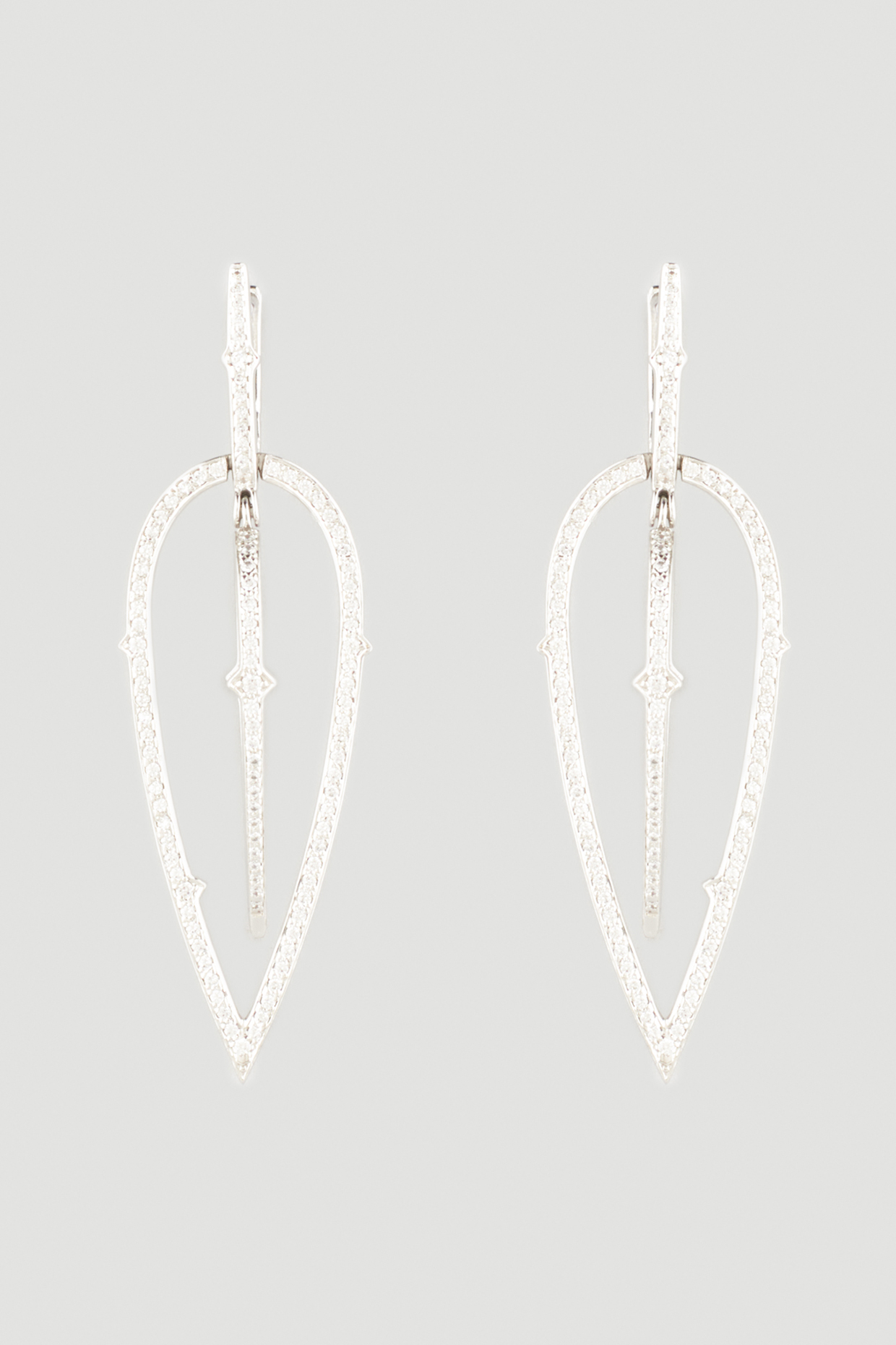 White Finish Dangler Earrings In Sterling Silver by Diosa Paris Jewellery