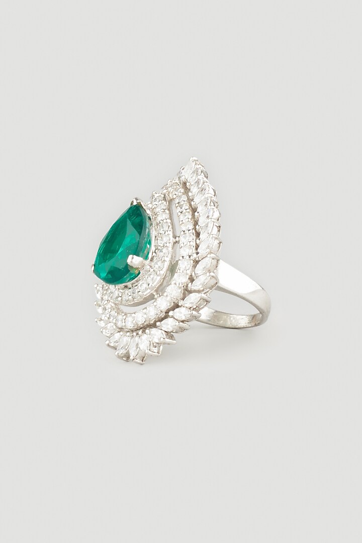 White Finish Ring In Sterling Silver by Diosa Paris Jewellery at Pernia's Pop Up Shop