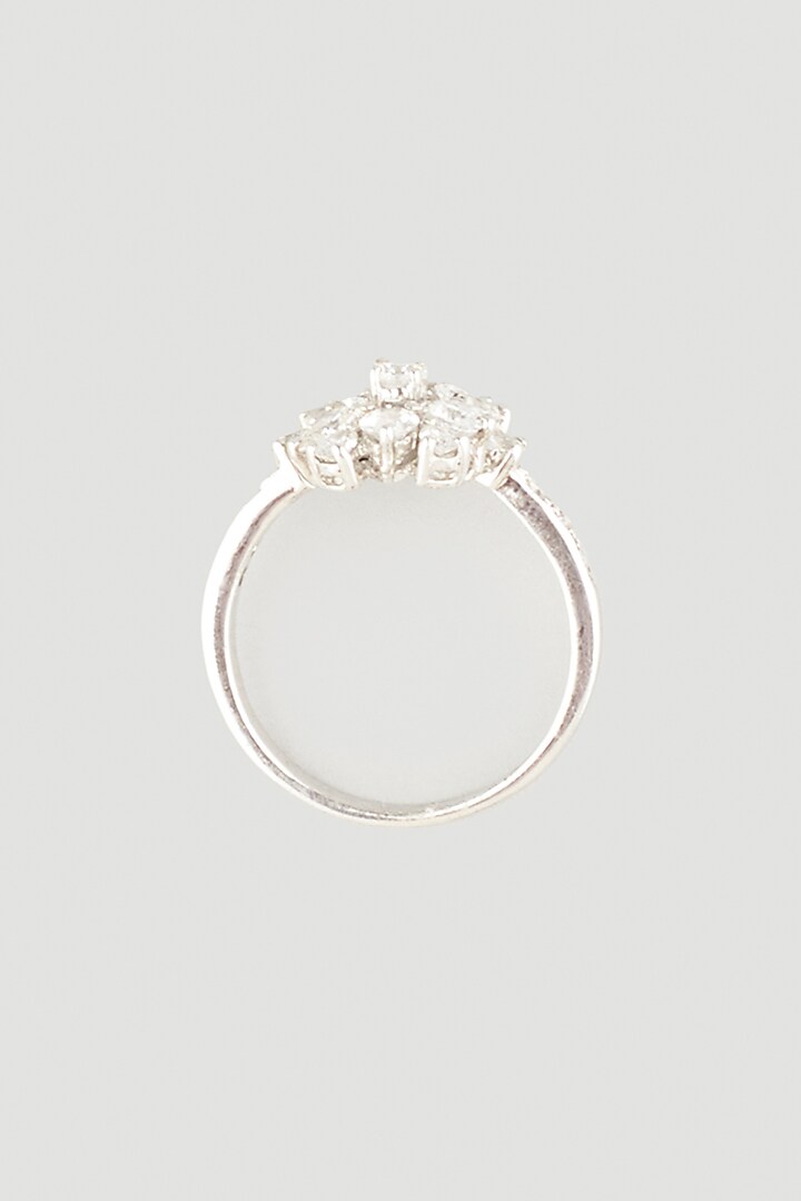 White Finish Swarovski Ring In 92.5 Sterling Silver by Diosa Paris Jewellery at Pernia's Pop Up Shop