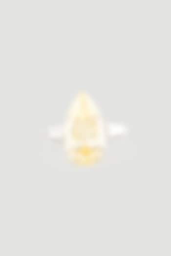 White Finish Pear-Cut Swarovski Zirconia Ring In 92.5 Sterling Silver by Diosa Paris Jewellery