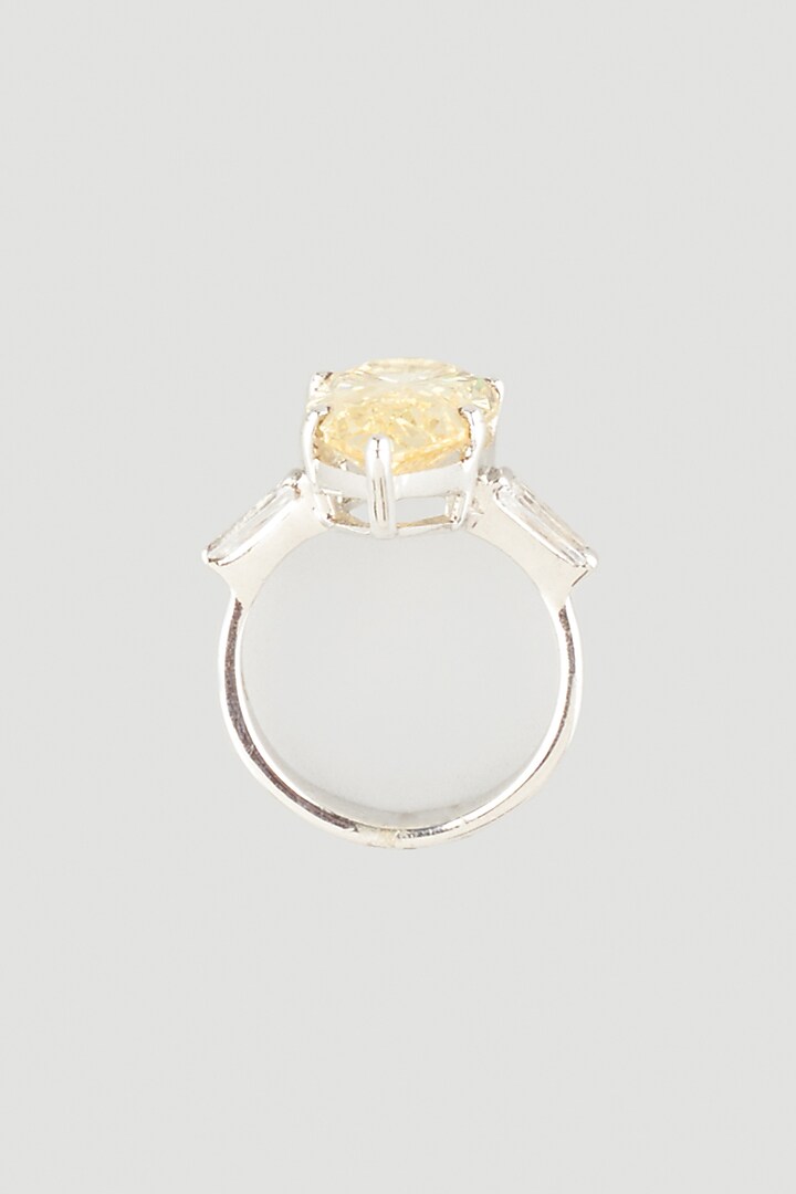White Finish Pear-Cut Swarovski Zirconia Ring In 92.5 Sterling Silver by Diosa Paris Jewellery at Pernia's Pop Up Shop