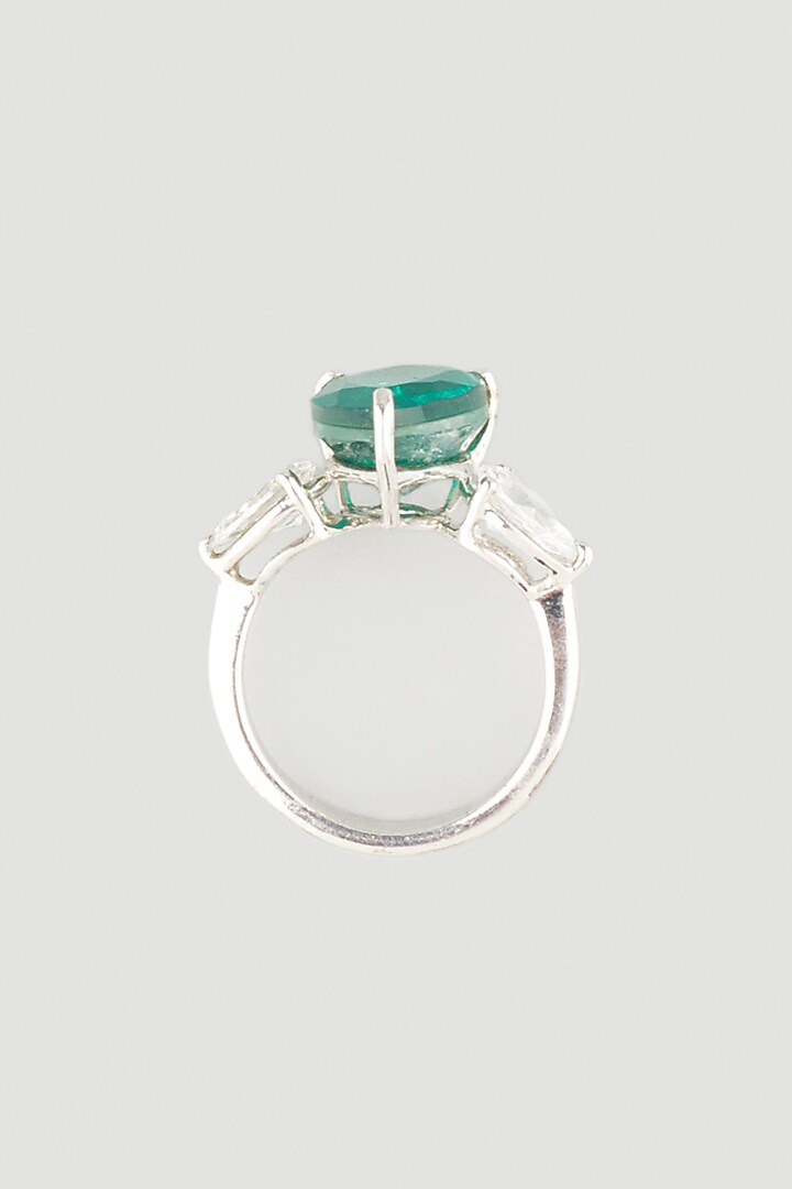 White Finish Zirconia Ring In 92.5 Sterling Silver by Diosa Paris Jewellery at Pernia's Pop Up Shop